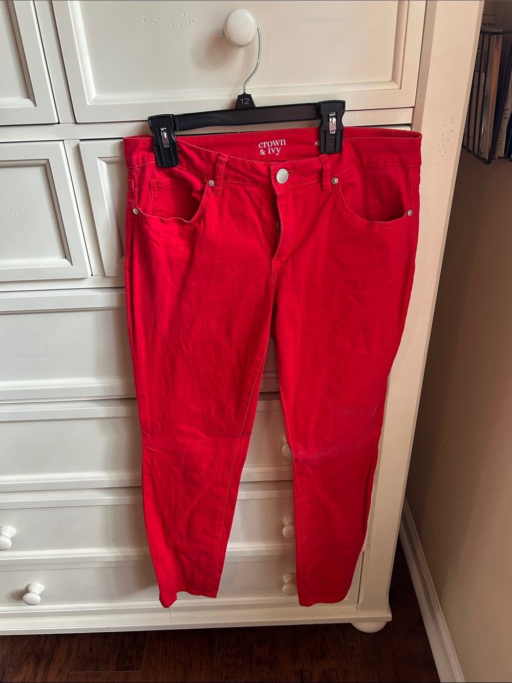 crown & ivy Bright Red Women’s Skinny Pants